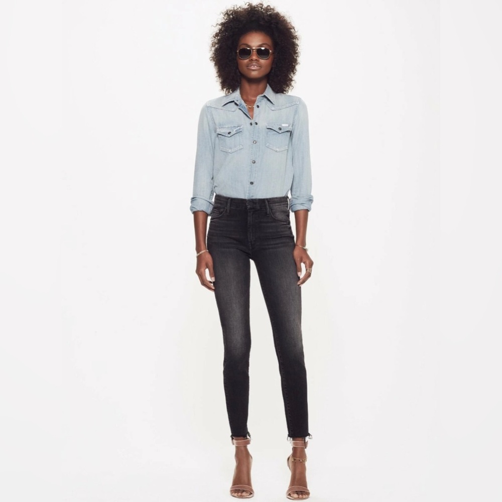 MOTHER High Waisted Ankle Frey in Nighthawk